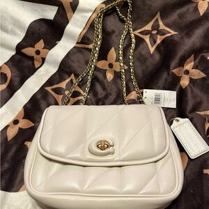 Coach NWT Chalk Quilted Madison Pillow Shoulder Bag